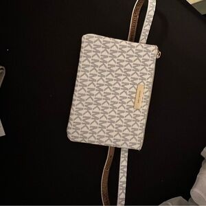 Stylish White Patterned Waist-Belted Bag